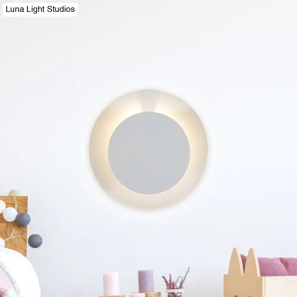 Adjustable Minimalist Led Metallic Disc Wall Sconce Lamp - White Mount Light Fixture