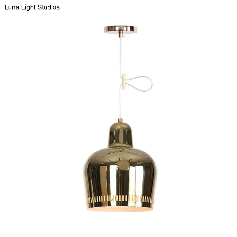 Adjustable Modern Mirror Bell Pendant Lamp - Sleek Single Hanging Light For Living Room
