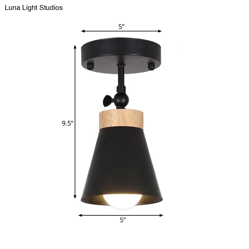 Adjustable Modernist Metal Flush Mount Ceiling Light With Tapered Shade - 1 - Light Black/White