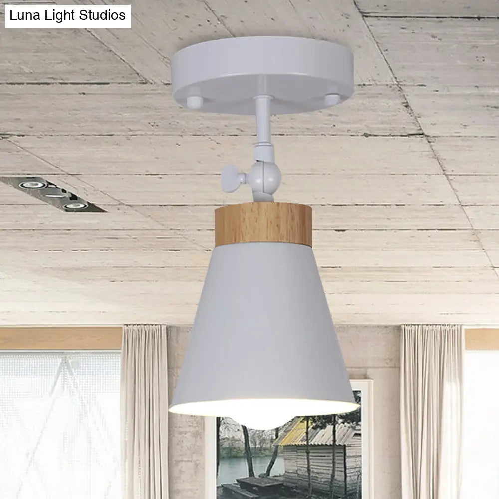Adjustable Modernist Metal Flush Mount Ceiling Light With Tapered Shade - 1 - Light Black/White