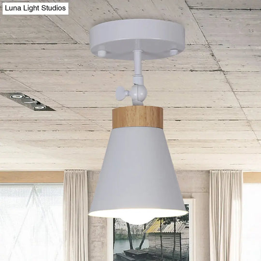 Adjustable Modernist Metal Flush Mount Ceiling Light With Tapered Shade - 1 - Light Black/White