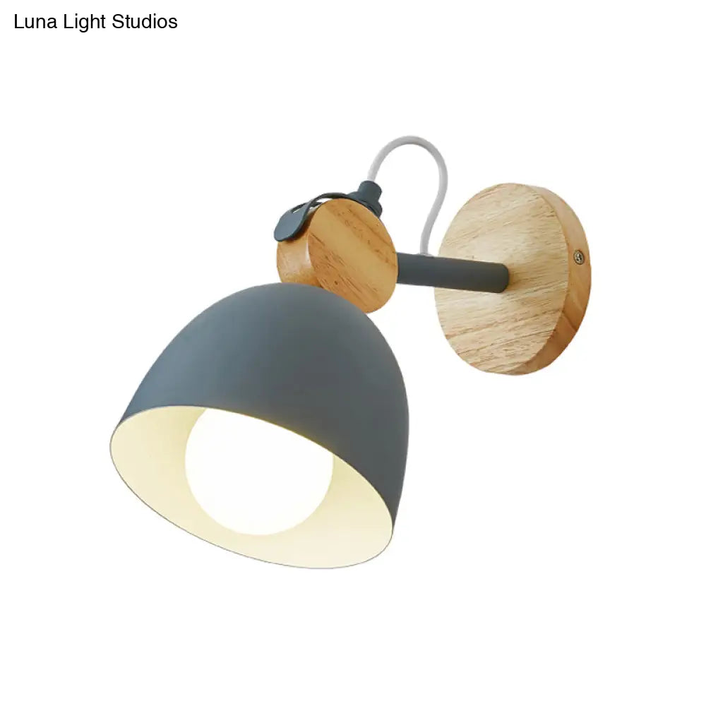 Adjustable Nordic Style Metal Dome Wall Sconce With 1 Light - Perfect For Living Rooms