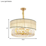 Adjustable Round Chandelier Lighting With Crystal Blocks - Contemporary Pendant Light In Gold (6/8