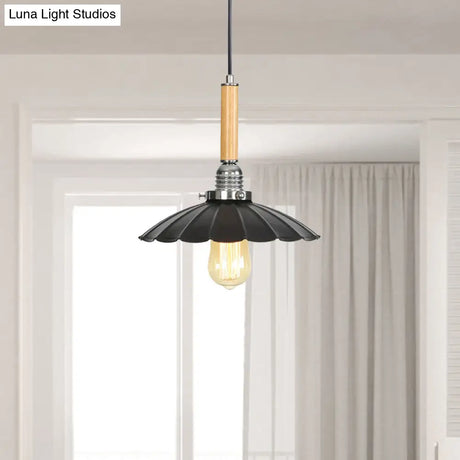 Adjustable Scalloped Pendant Light For Dining Table - 1-Light Indoor Fixture