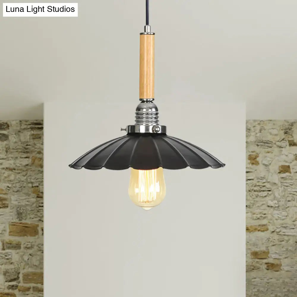 Adjustable Scalloped Pendant Light For Dining Table - 1-Light Indoor Fixture