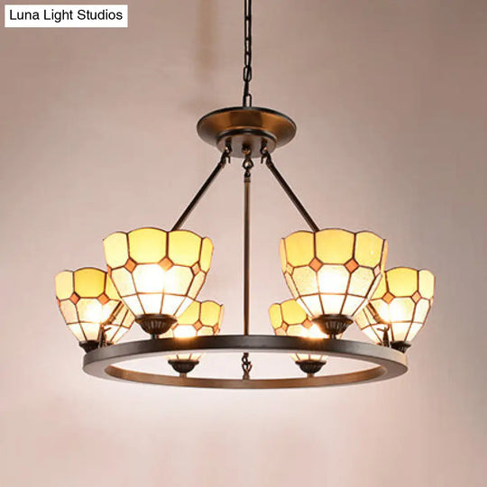 Stained Glass Tiffany Chandelier Lamp - 6 Light Pendant With Adjustable Chain