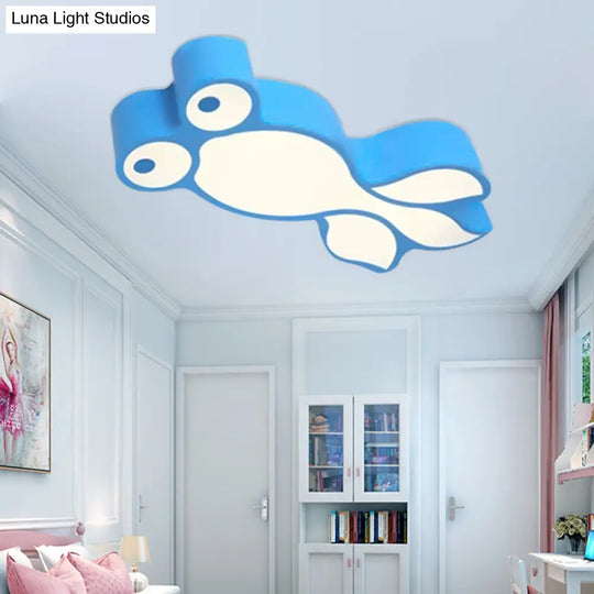 Adorable Little Goldfish Ceiling Light: Acrylic Led Flush Mount For Kids Bedrooms Blue / White