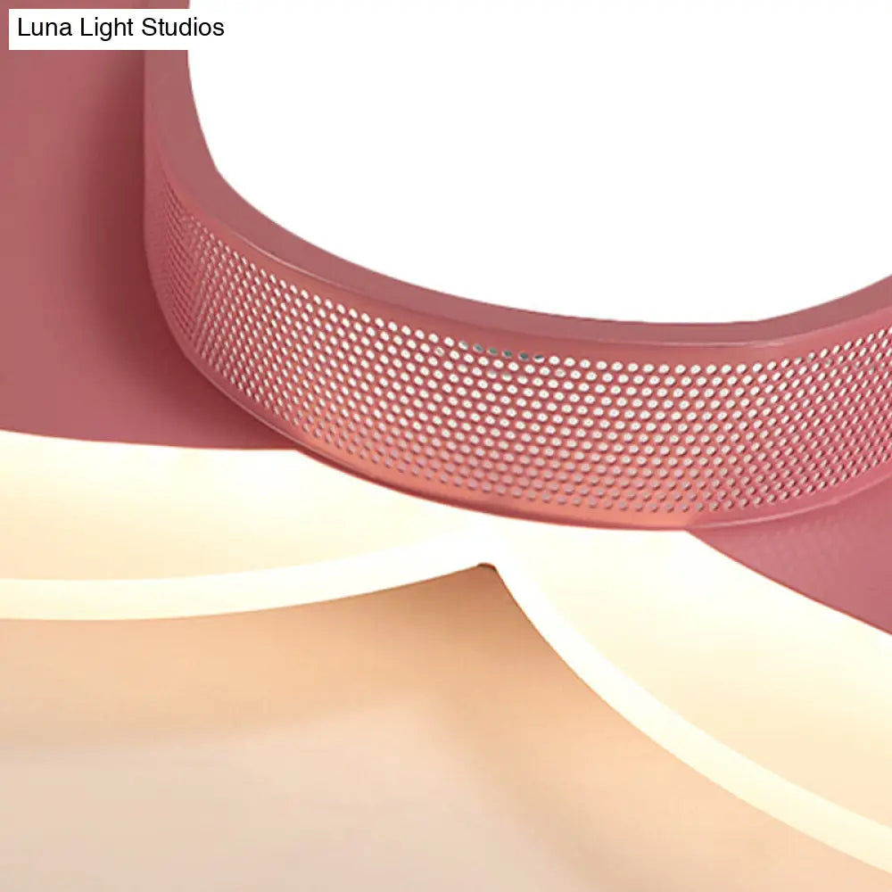 Adorable Pink Heart Led Ceiling Lamp For Girls Bedroom - Acrylic & Metal Construction