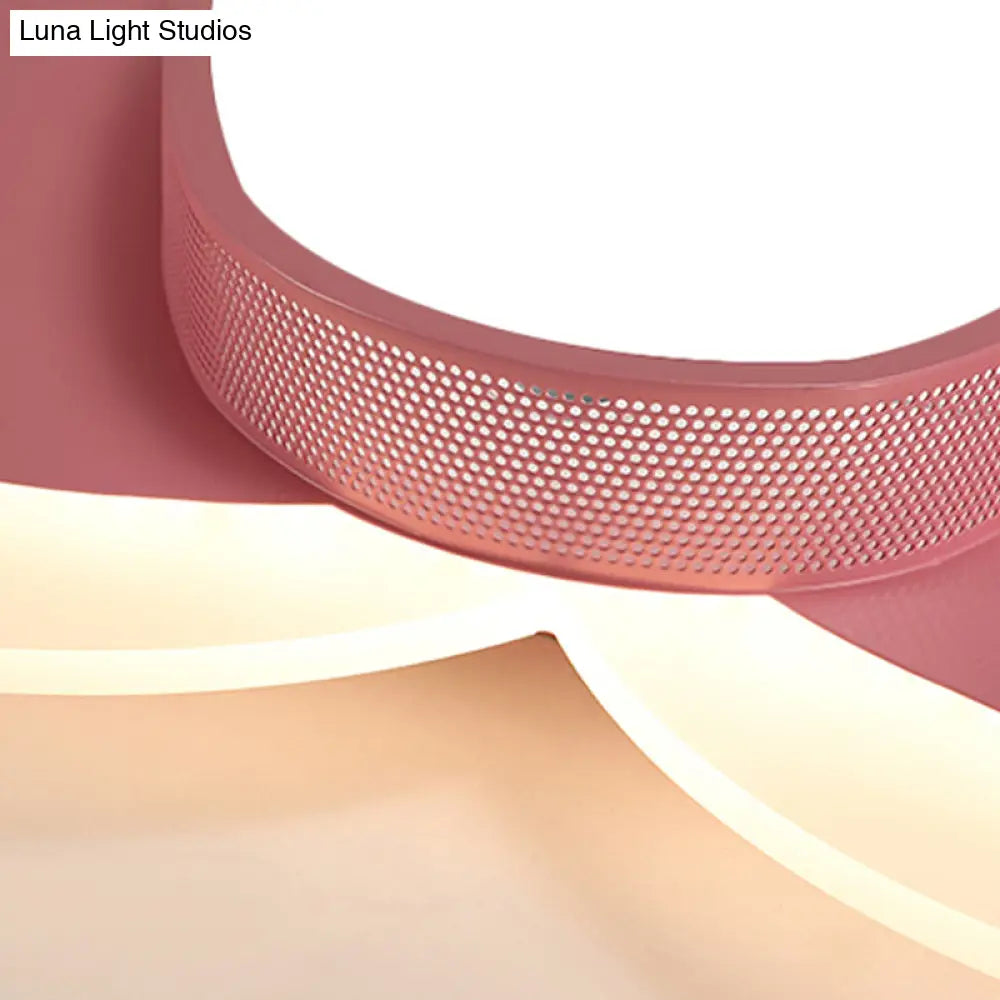 Adorable Pink Heart Led Ceiling Lamp For Girls Bedroom - Acrylic & Metal Construction