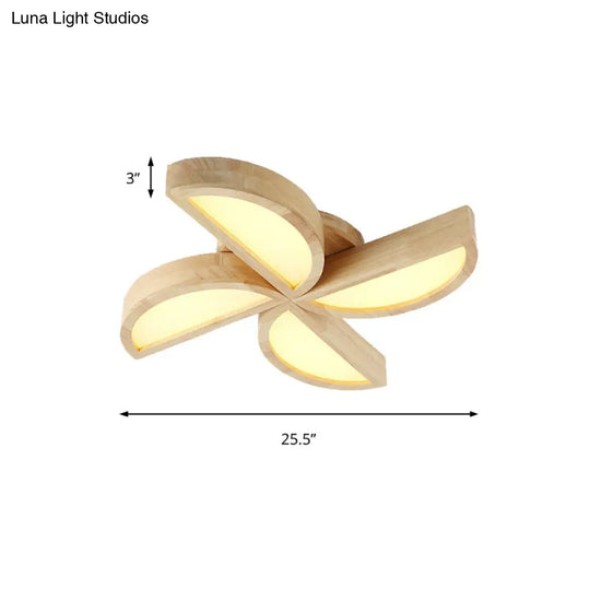 Adorable Wood Toy Windmill Ceiling Light For Kids Bedroom
