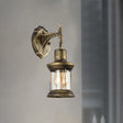 Aged Bronze Outdoor Sconce Lighting Fixture - Traditional Clear Glass Wall Light With Kerosene Shade