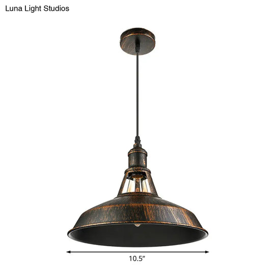 Vintage Aged Silver/Rust Barn Pendant Light | Wrought Iron 1-Light 10.5/12/15 Diameter