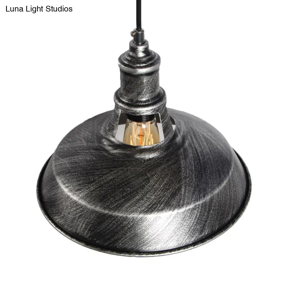 Aged Silver/Rust Barn Pendant Lighting - Antique Style Wrought Iron Ceiling Light For Dining Room 1