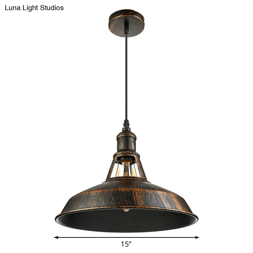 Aged Silver/Rust Barn Pendant Lighting - Antique Style Wrought Iron Ceiling Light For Dining Room 1
