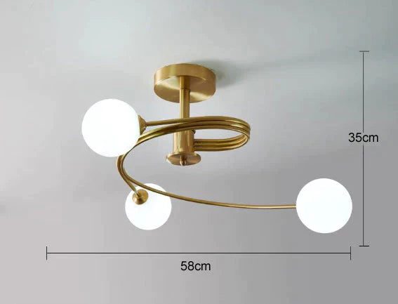 Aimee - Nordic Creative Rotate Schlafzimmer Zimmer Lampe Zimmer Kupfer Deckenleuchte