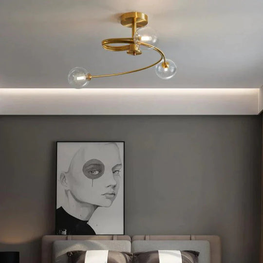 Aimee - Nordic Creative Rotate Schlafzimmer Zimmer Lampe Zimmer Kupfer Deckenleuchte