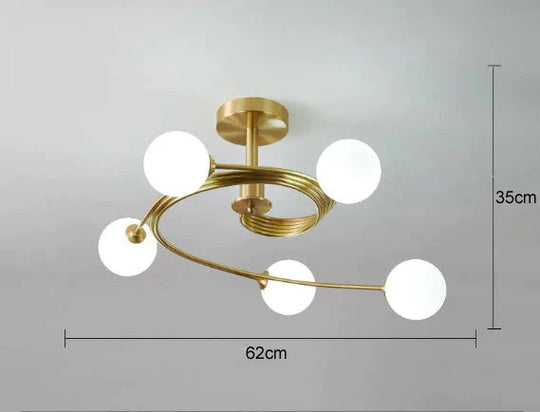 Aimee - Nordic Creative Rotate Schlafzimmer Zimmer Lampe Zimmer Kupfer Deckenleuchte