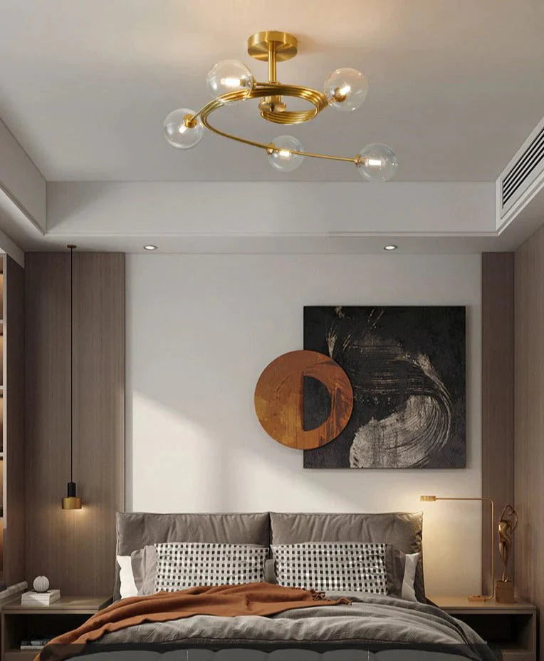 Aimee - Nordic Creative Rotate Schlafzimmer Zimmer Lampe Zimmer Kupfer Deckenleuchte