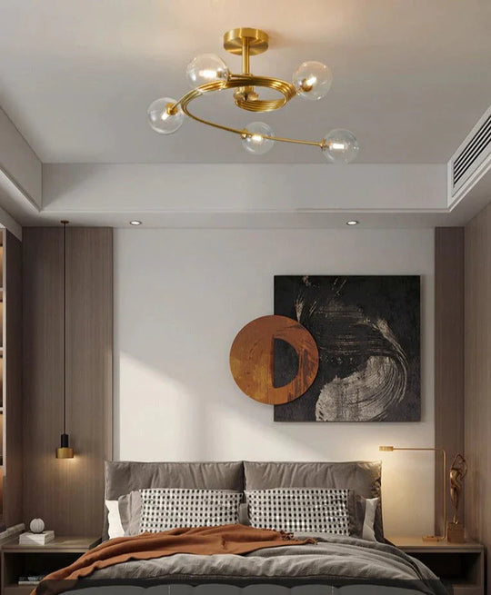 Aimee - Nordic Creative Rotate Schlafzimmer Zimmer Lampe Zimmer Kupfer Deckenleuchte