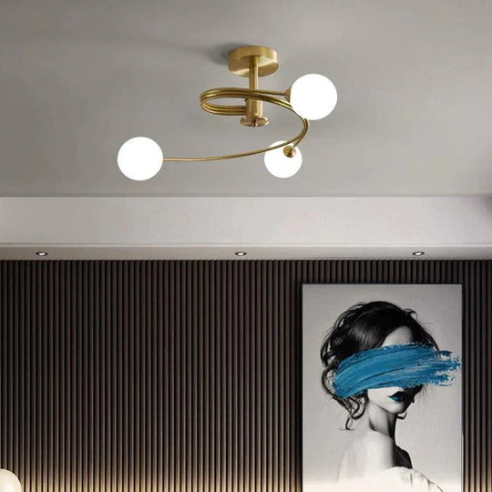 Aimee - Nordic Creative Rotate Schlafzimmer Zimmer Lampe Zimmer Kupfer Deckenleuchte
