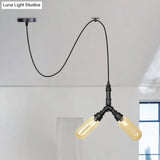 Alamak - Modern Amber Glass Pendant Chandelier With Swag Design