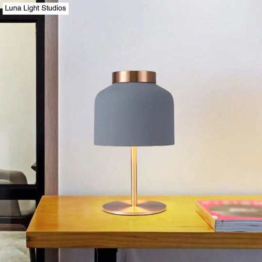 Dome Metallic Desk Light - Minimalist 1-Head Nightstand Lamp In Pink/Blue With Adjustable Design