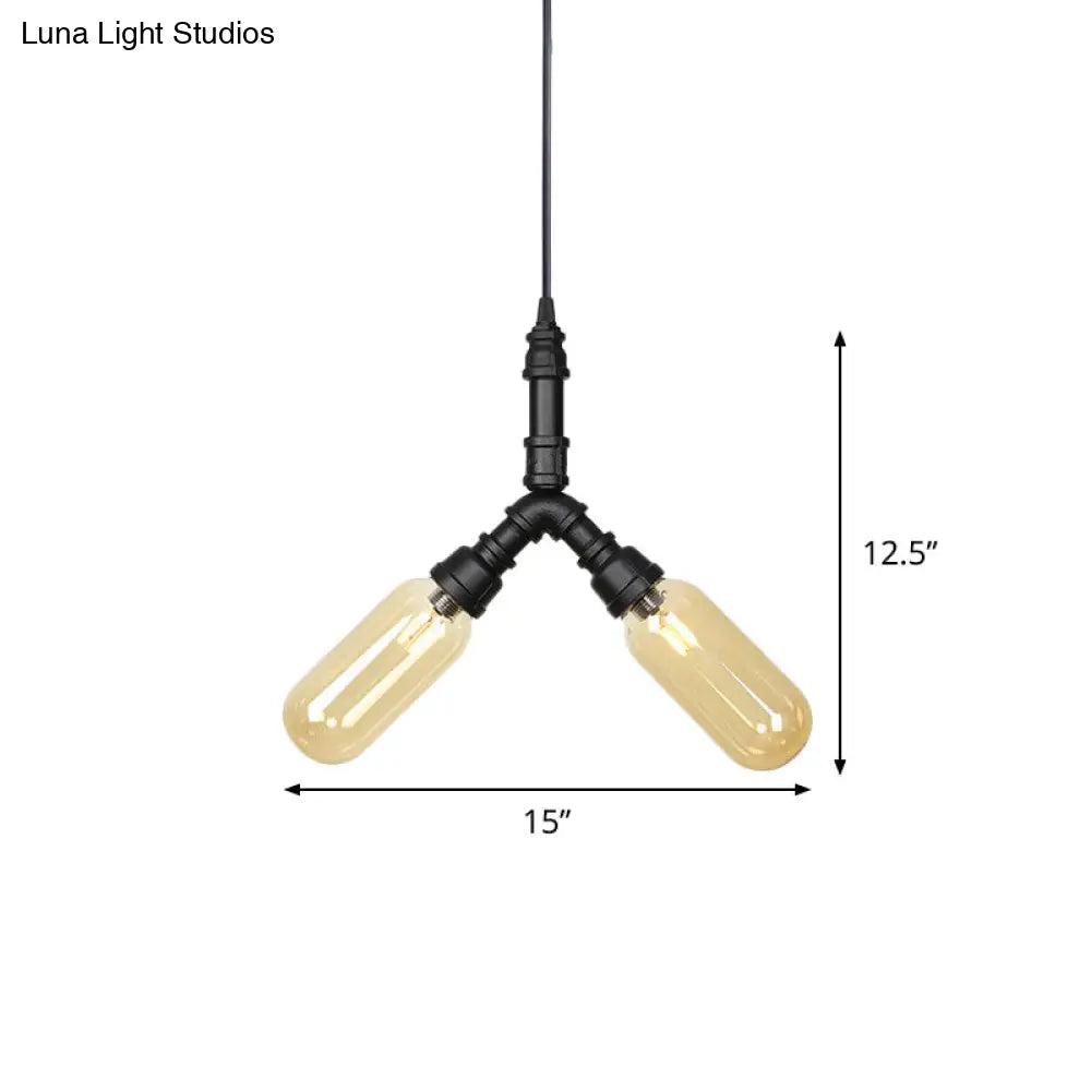 Alfa - Industrial Coffee House Suspension Lamp With Globe/Capsule Amber Glass