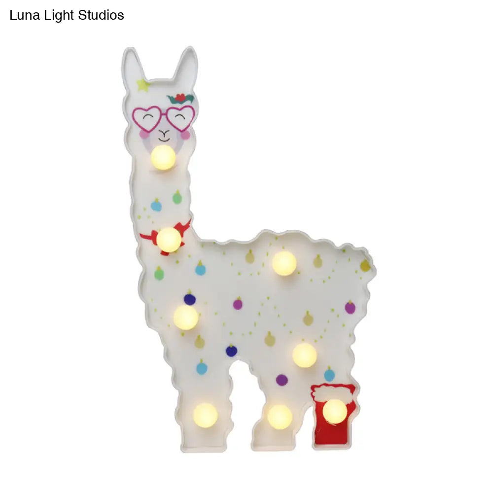Alpaca Led Table Lamp - Childrens White Battery Wall Lighting For Bedroom