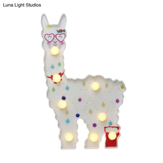 Alpaca Led Wall Night Lamp For Girls Room - Battery Operated And Contemporary Design