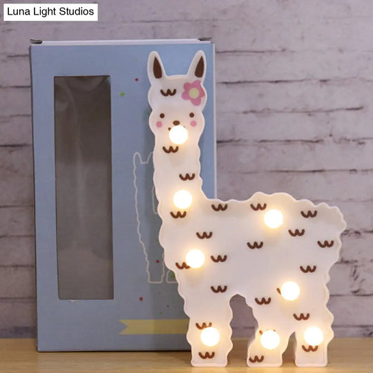 Alpaca Led Wall Night Lamp For Girls Room - Battery Operated And Contemporary Design
