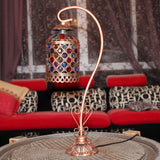 Altais - Bohemia 1-Light Gooseneck Nightstand Lamp Copper Stained Glass Beaded Table Light With Arm
