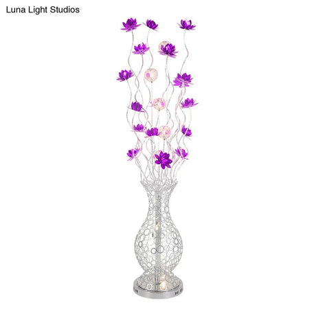 Aluminum Floor Lamp With Decorative Led Vase Shape Stand-Up Design Blossom And Ball Details