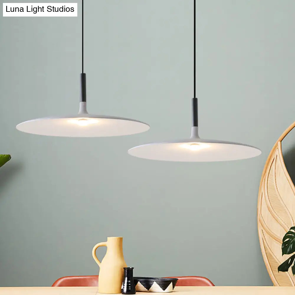 Aluminum Hanging Light: Nordic Design 1-Light Pendant For Dining Room - White/Orange/Grey