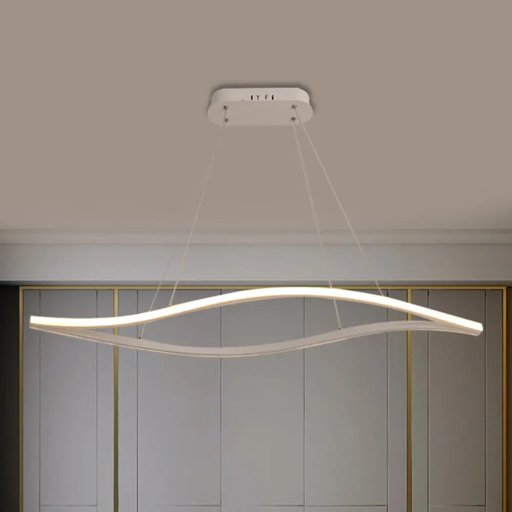 Aluminum Leaf Drop Pendant Led Island Lamp - Simplicity Black/White Warm/White Light 31.5/39 Wide