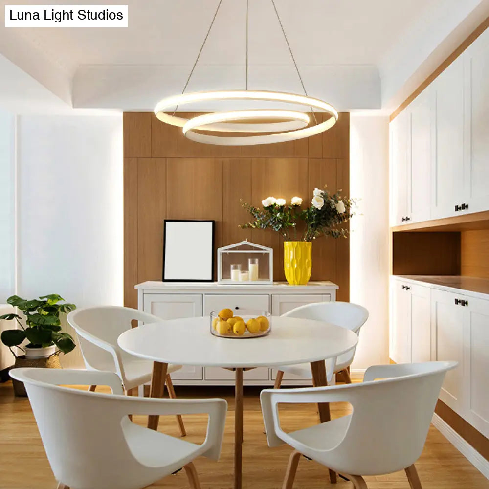 Aluminum Led Chandelier Light - Loop Shaped Minimalist Dining Room Suspension Lamp