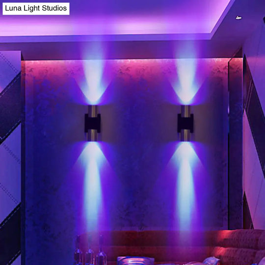 Aluminum Led Disco Pub Wall Light Fixture - Compact 3/4.5 H | Silver Vibrant Blue/Yellow/Purple