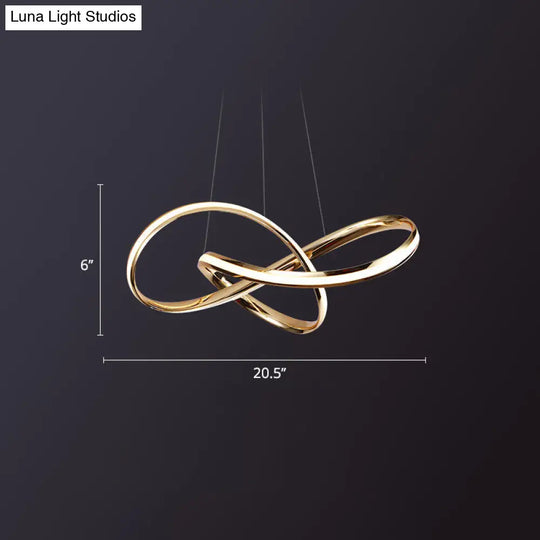 Artistic Gold Twist Aluminum Led Chandelier For Dining Room Ceiling