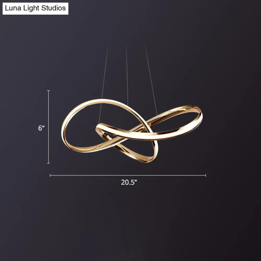 Artistic Gold Twist Aluminum Led Chandelier For Dining Room Ceiling
