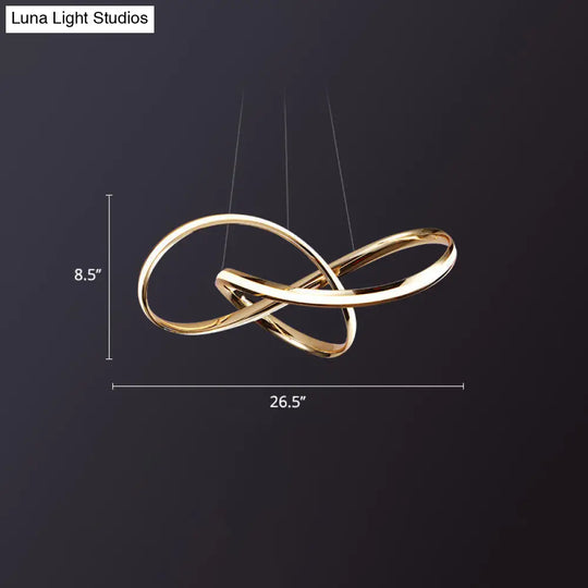 Artistic Gold Twist Aluminum Led Chandelier For Dining Room Ceiling