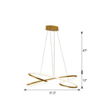 Aluminum Twist Led Pendant Chandelier: Artistic Hanging Lamp For Dining Table Gold / 31.5’