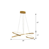 Aluminum Twist Led Pendant Chandelier: Artistic Hanging Lamp For Dining Table Gold / 39.5’