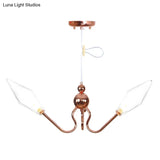 Amber/Clear Metal And Glass Diamond Chandelier: Industrial 3-Light Suspension Lamp