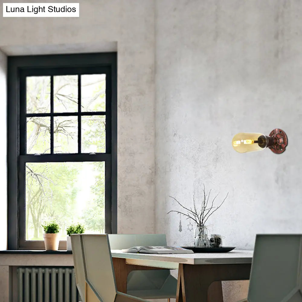 Amber Glass Wall Sconce Lamp With Vintage Charm: Perfect For Living Rooms