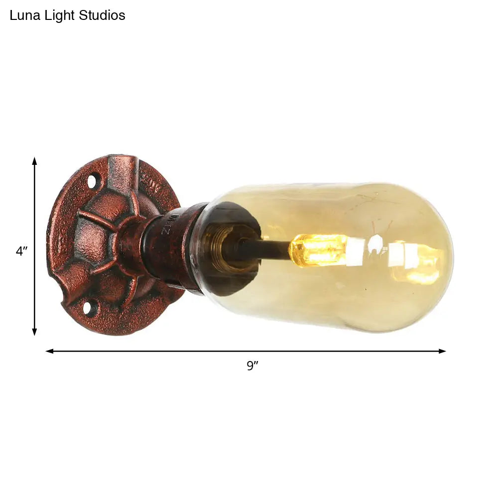 Amber Glass Wall Sconce Lamp With Vintage Charm: Perfect For Living Rooms