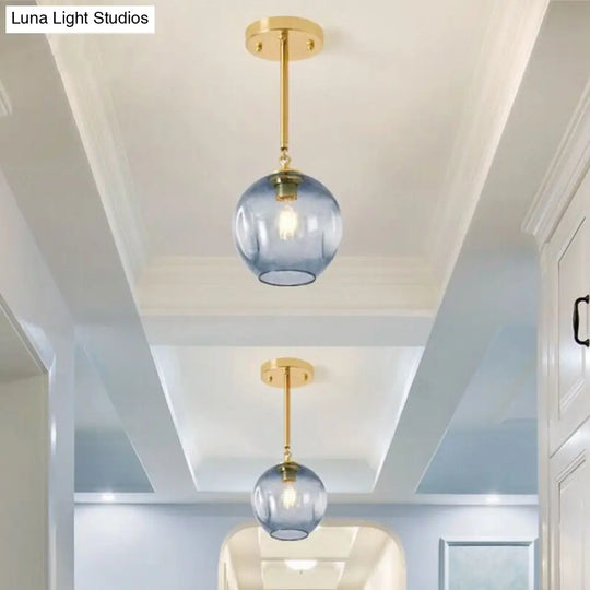 Amber/Smoke Gray Glass Semi Flush Light Fixture - Nordic Ceiling Mount For Hallway 1-Light