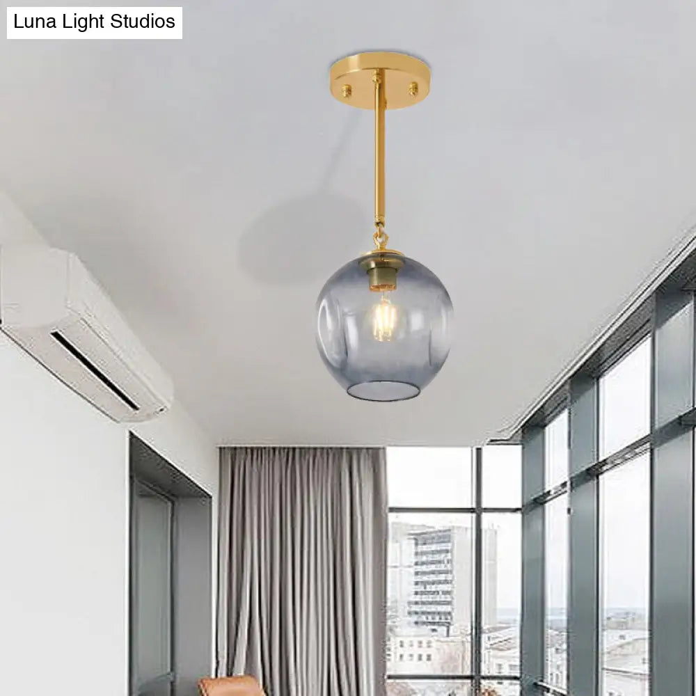 Amber/Smoke Gray Glass Semi Flush Light Fixture - Nordic Ceiling Mount For Hallway 1-Light Smoke