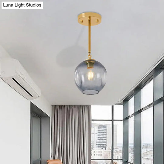 Amber/Smoke Gray Glass Semi Flush Light Fixture - Nordic Ceiling Mount For Hallway 1-Light Smoke