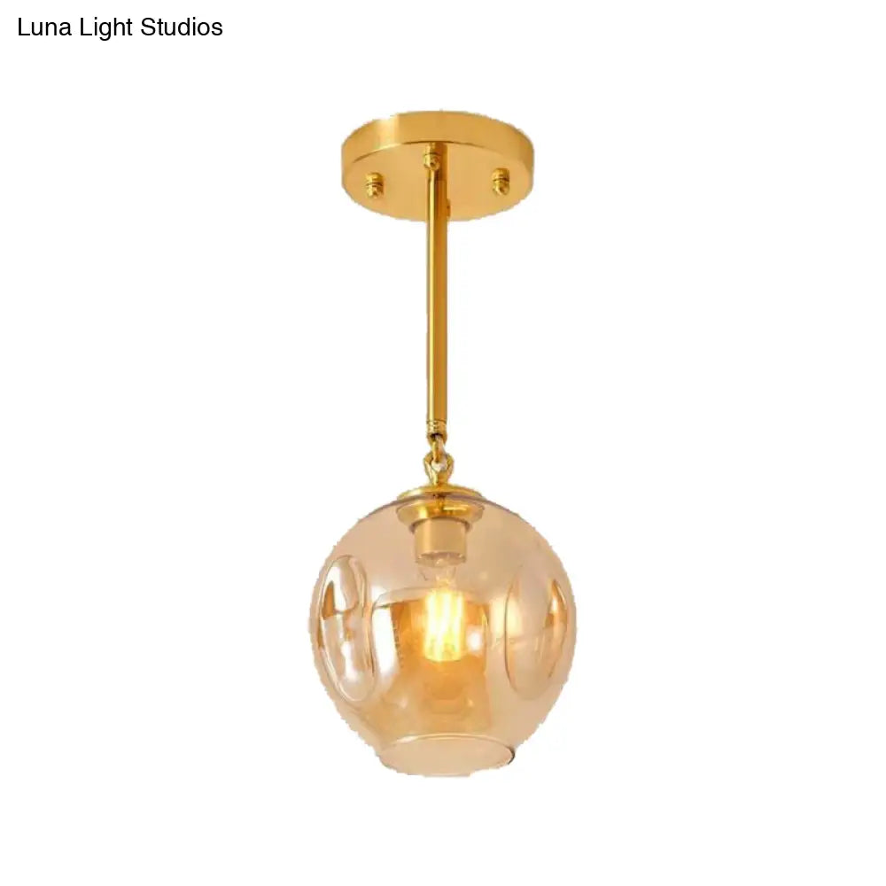 Amber/Smoke Gray Glass Semi Flush Light Fixture - Nordic Ceiling Mount For Hallway 1-Light