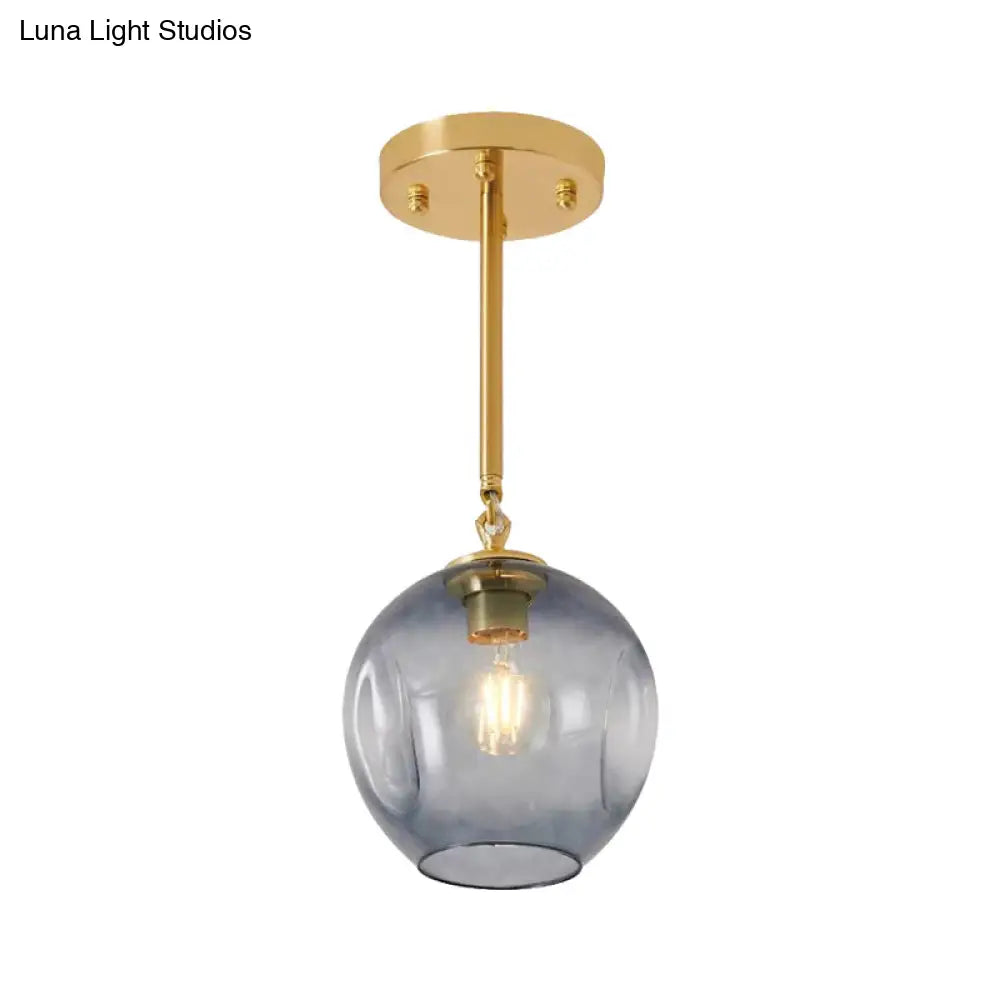 Amber/Smoke Gray Glass Semi Flush Light Fixture - Nordic Ceiling Mount For Hallway 1-Light