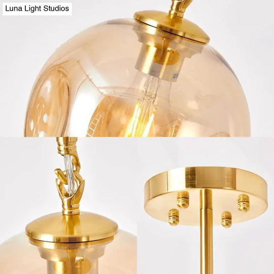 Amber/Smoke Gray Glass Semi Flush Light Fixture - Nordic Ceiling Mount For Hallway 1-Light